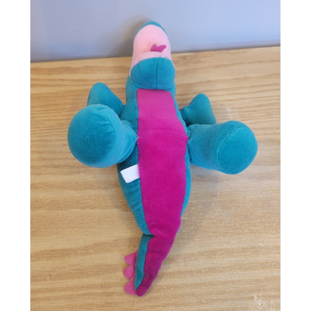 Vintage 1987 Applause Teal Green Pink Dragon Plush Toy 7 inch Retro Stuffed Toy
